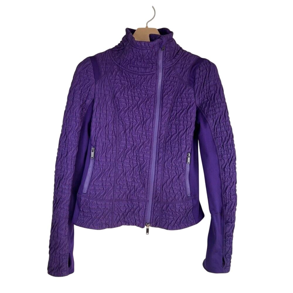 Zella Softshell Jacket Women's SMALL Purple Nylon Waist Length Pockets Mock Neck
